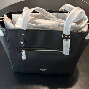 NEW! Coach Black Leather Diaper Bag